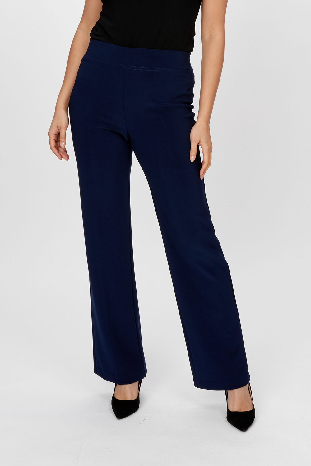 Clean Front Pleated Pants Style 233015. Midnight