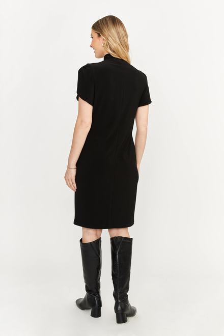 Pleated Shoulder Knit Dress Style 233022. Black. 2