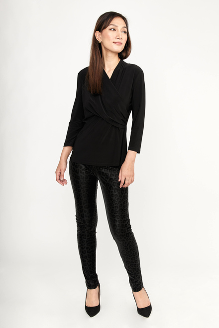 Faux Leather Knit Top Style 233027. Black. 4