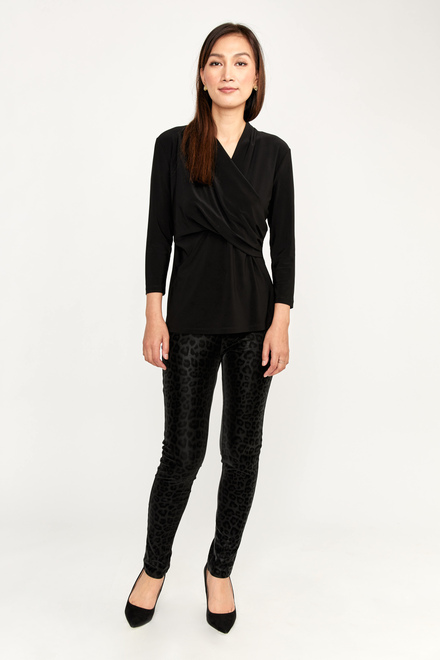 Faux Leather Knit Top Style 233027. Black. 5