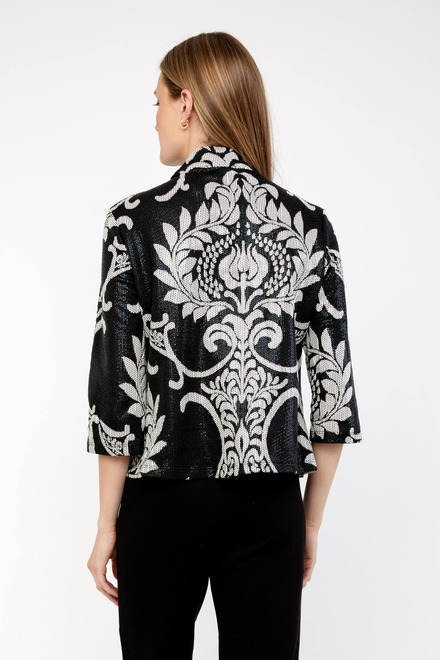 Abstract Design Knit Jacket Style 233160. Black/off. 2