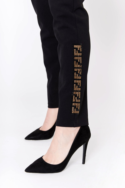 Rhinestone Detail Straight Leg Pants Style 233833U. Black. 2