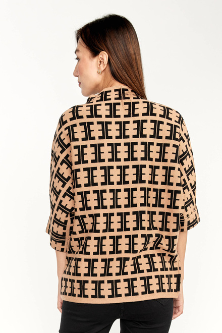 Printed Short Sleeve Sweater Style 233882U. Camel/black. 3