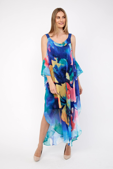 Printed Maxi Dress Style 236661U. Blue/yell. 5