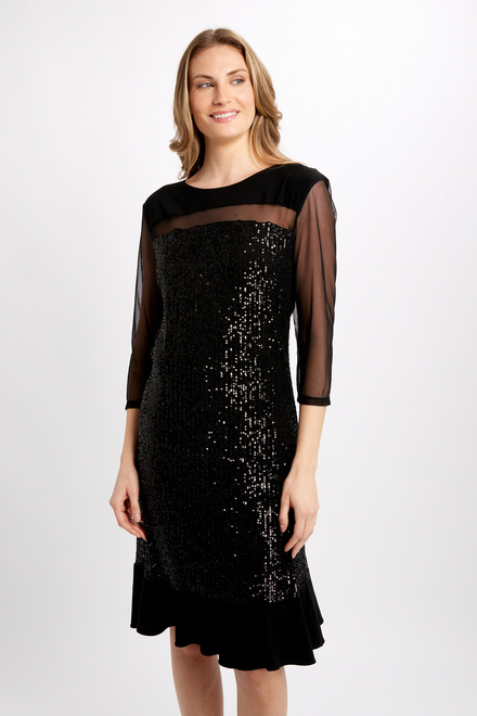 Sequin &amp; Sheer Dress Style 239258. Black. 2