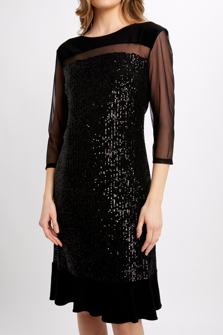 Sequin &amp; Sheer Dress Style 239258. Black. 3