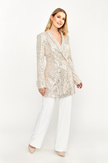 All-Over Sequin Jacket Style 239814U. Beige/Silver