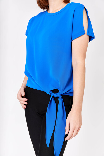 Short Sleeve Tie Front Top Style 181224. Royal. 3