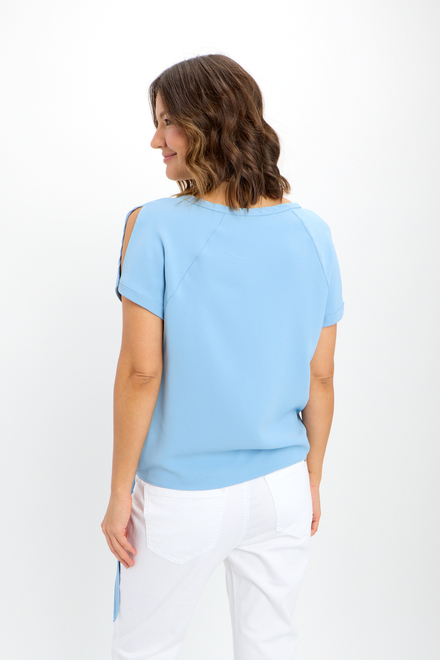 Short Sleeve Tie Front Top Style 181224. Misty Blue. 2