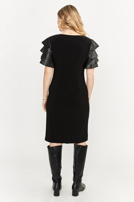 Faux Leather Tiered Sleeve Dress Style 233003. Black. 2