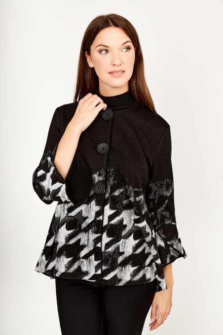Houndstooth Knit Jacket Style 233301. Black/Grey
