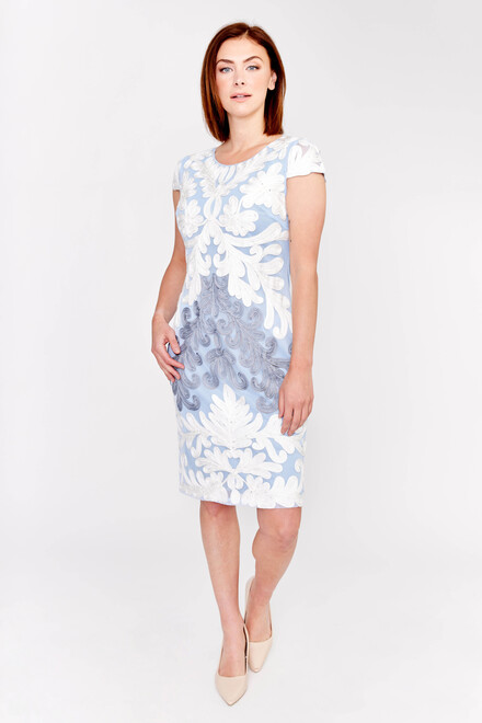 Lace Sheath Dress Style 68109U . Blue/off White