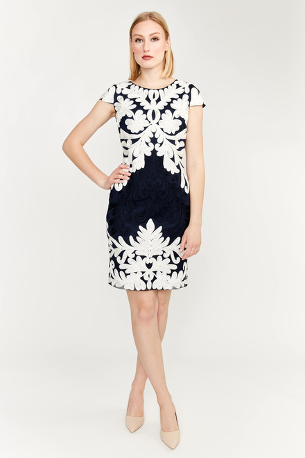 Lace Sheath Dress Style 68109U . Navy/offwhite. 4