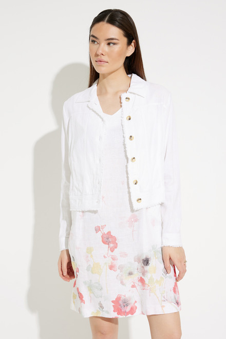 Linen Button-Front Jacket Style C6199R. White
