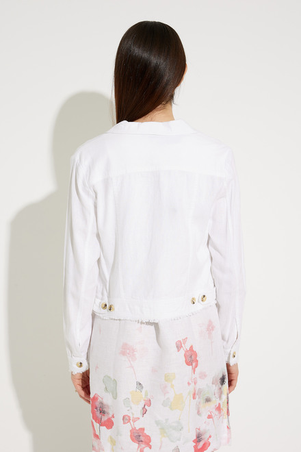 Linen Button-Front Jacket Style C6199R. White. 2