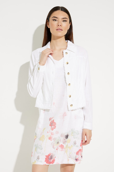 Linen Button-Front Jacket Style C6199R. White. 3