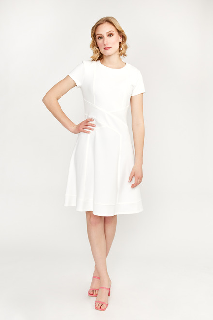 Short Sleeve Fit &amp; Flare Dress Style 232106. Vanilla. 3