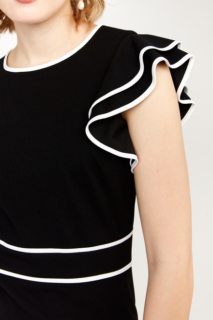 Flutter Sleeve Dress Style 232067. Black/vanilla. 4