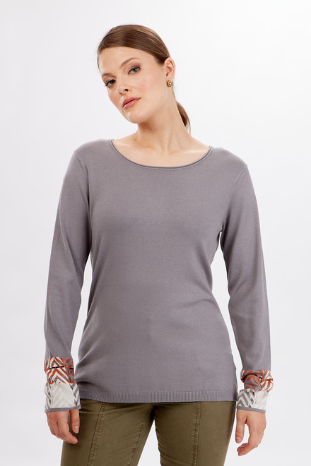 Printed Cuffs Top Style 701-07. Grey