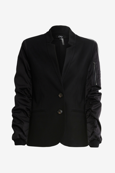 Gathered Sleeve Jacket Style 702-01. Black. 5