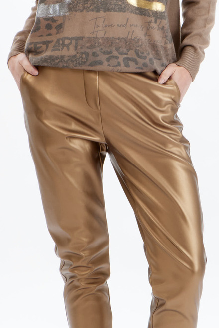 Fitted Satin Pants Style 704-10. Antique Gold. 3