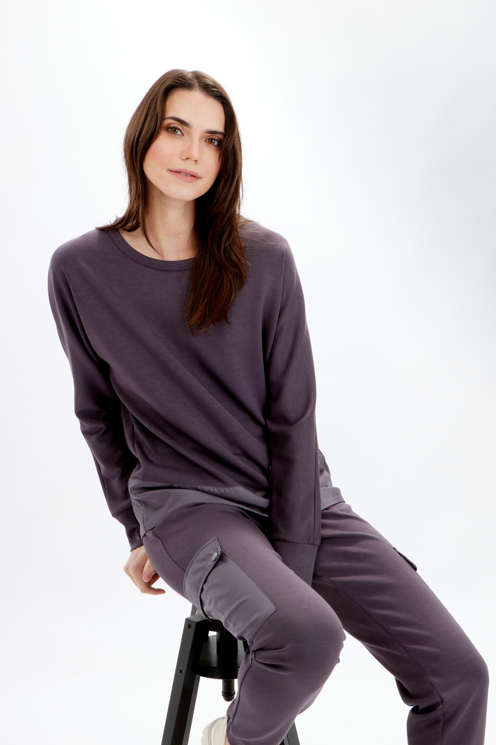 Two-Textured Sweater Style 710-08. Pewter