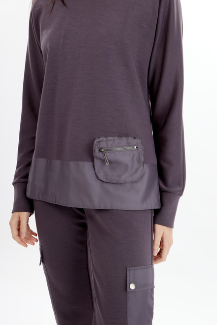 Sweatshirt bi-mati&egrave;re &agrave; poche mod&egrave;le 710-08. Pewter. 3