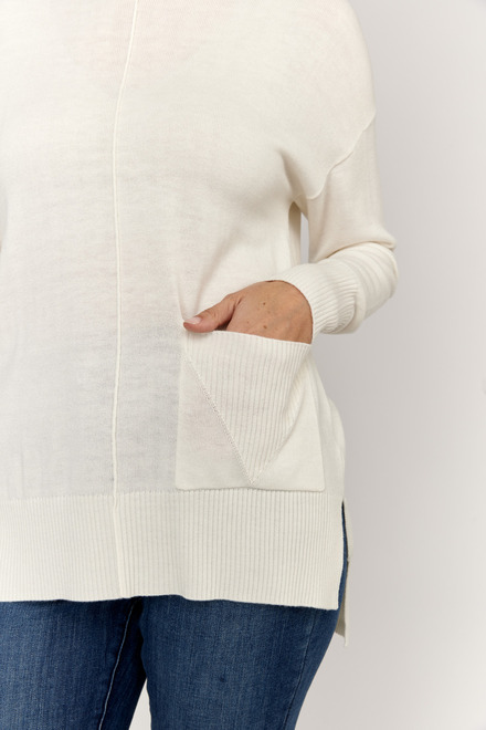 Alison Sheri Pocket Detail Knit Style A42008. Off-white. 3