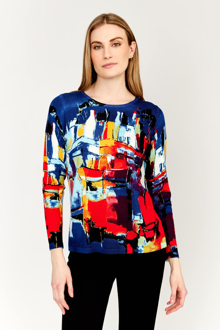 Alison Sheri Printed Crew Neck Top Style A42052