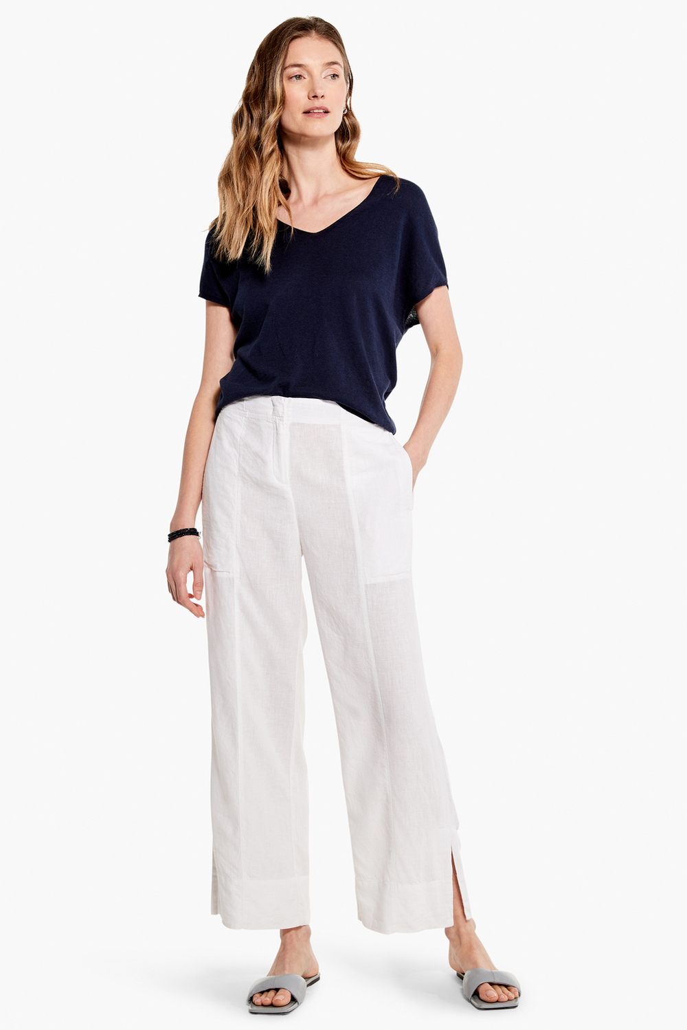 RUMBA PARK WIDE-LEG ANKLE PANT STYLE M231827. White