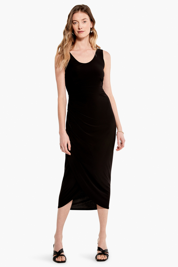 High Twist Ruched Dress Style M231203. Black
