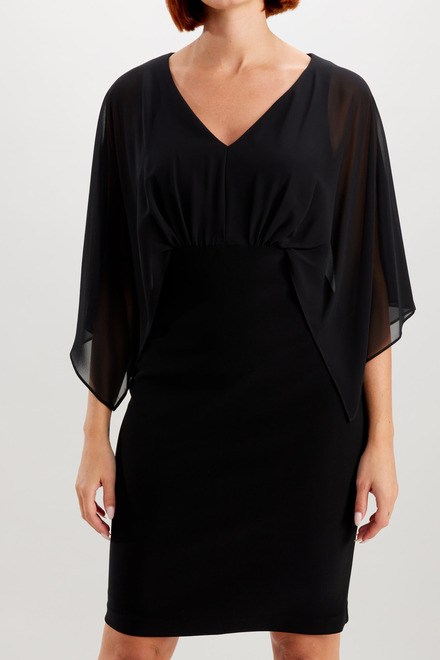 Draped Sleeve Dress Style 234009. Black. 4