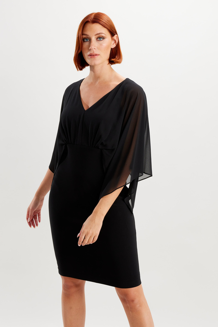 Draped Sleeve Dress Style 234009. Black. 2