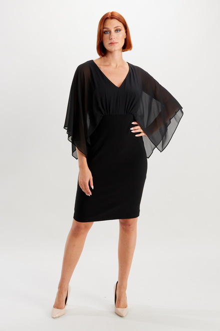 Draped Sleeve Dress Style 234009. Black