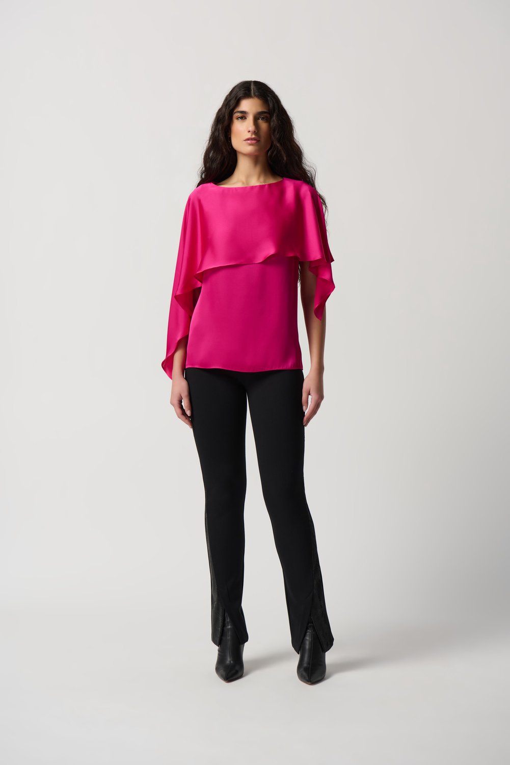 Silky Layered Top Style 234023. Shocking Pink
