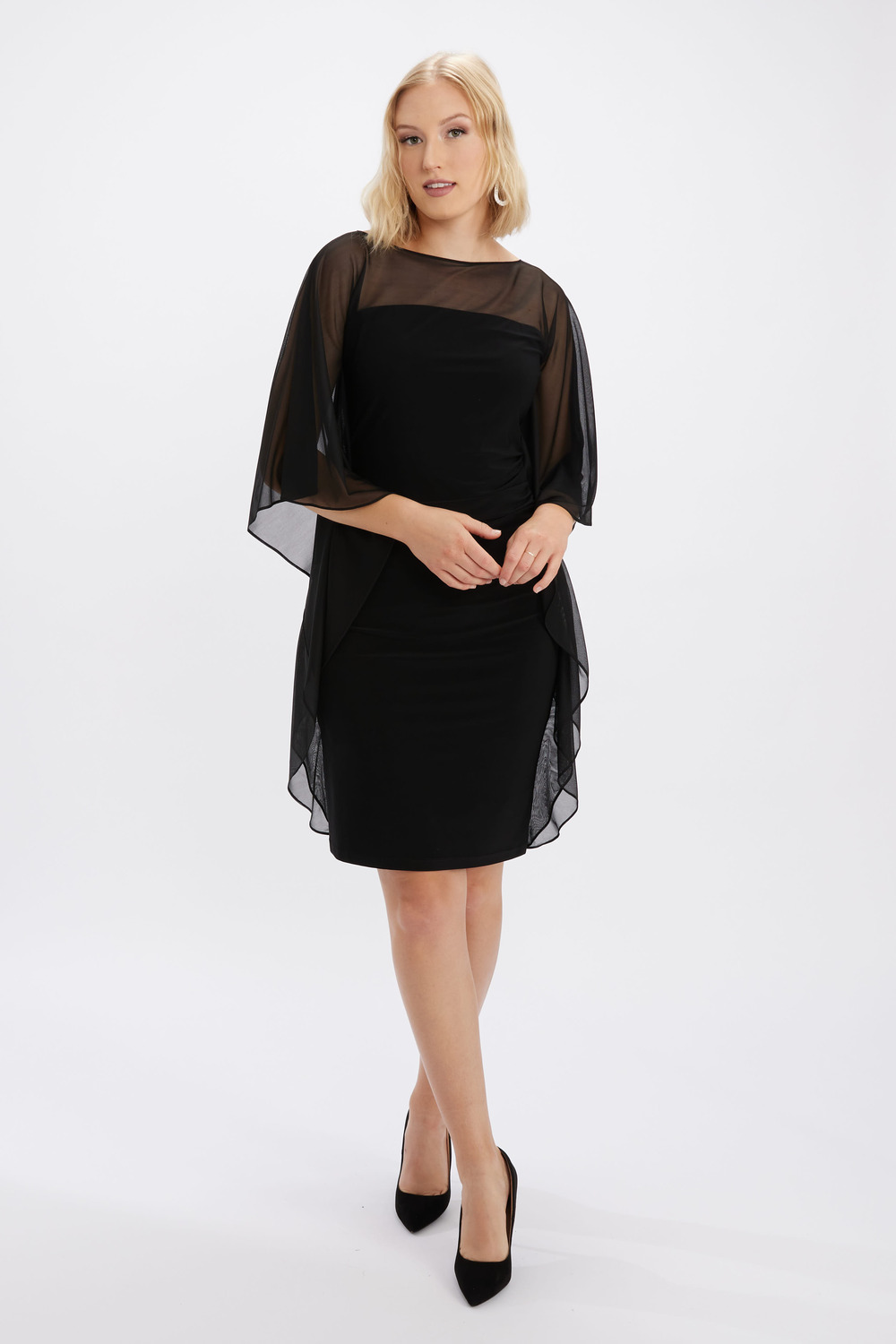 Mesh Batwing Dress Style 234037. Black