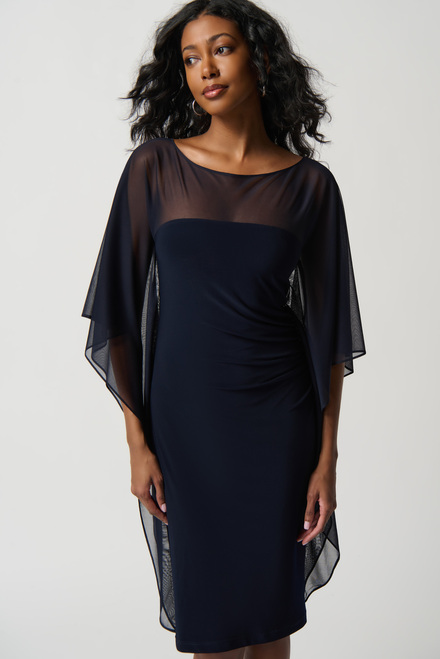 Mesh Batwing Dress Style 234037. Midnight Blue. 4