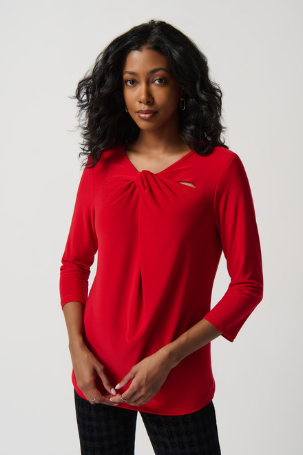 Folded Neckline Top Style 234044. Lipstick Red 173