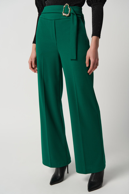 Wide Leg Buckle Pants Style 234053. True Emerald