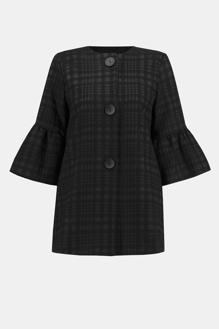 Plaid Cropped Sleeve Coat Style 234057. Black. 5