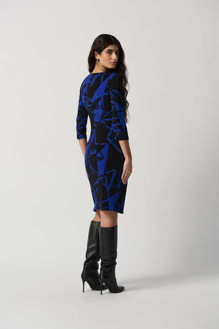 Abstract Print Belted Waist Style 234059. Black/royal Sapphire. 2