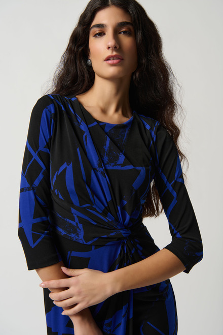 Abstract Print Belted Waist Style 234059. Black/royal Sapphire. 4