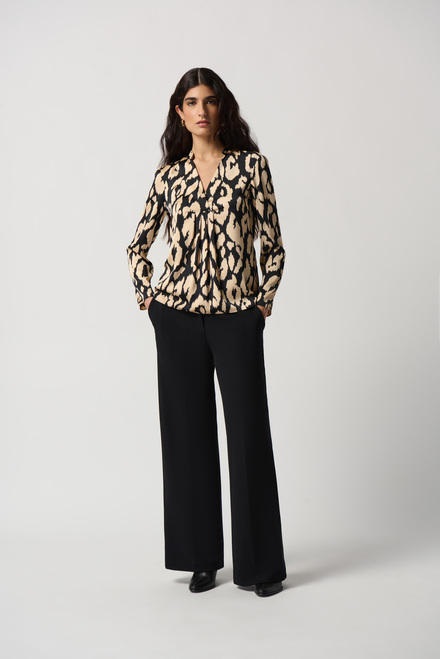 Abstract Animal Print Top Style 234077. Black/beige. 5