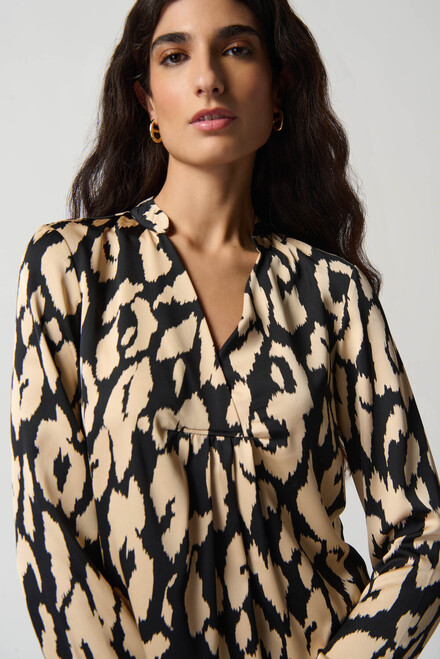 Abstract Animal Print Top Style 234077. Black/beige. 3