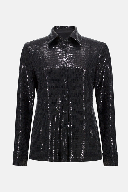 All-Over Sequin Blouse Style 234091. Black/black. 7