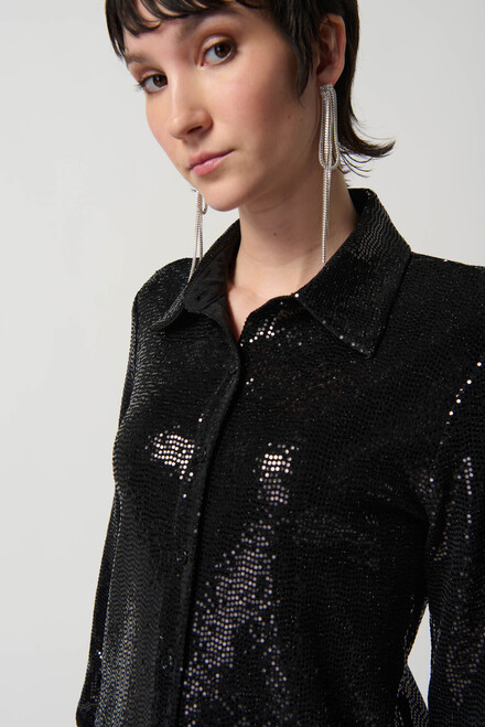 All-Over Sequin Blouse Style 234091. Black/black. 3