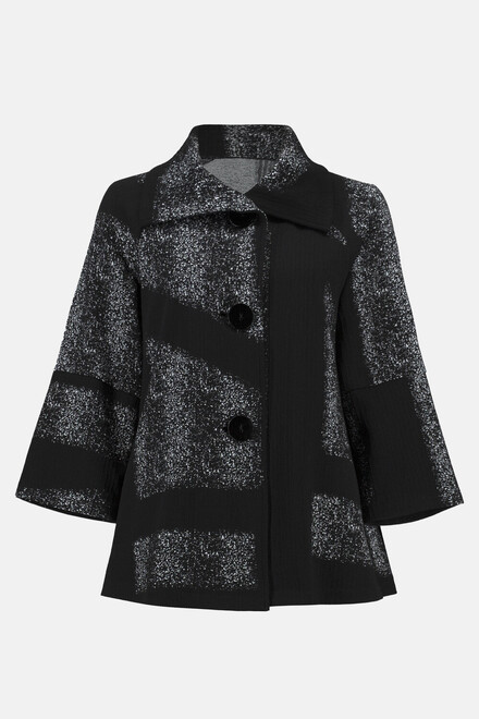 Shimmer Detail Coat Style 234105. Black/white. 5