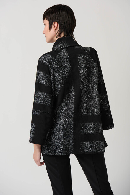 Shimmer Detail Coat Style 234105. Black/white. 2