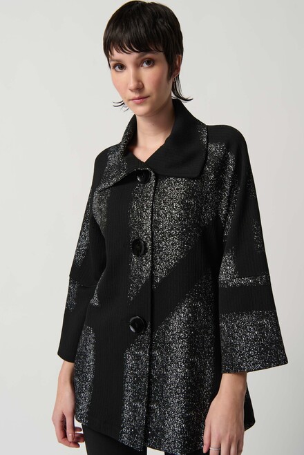 Shimmer Detail Coat Style 234105. Black/White
