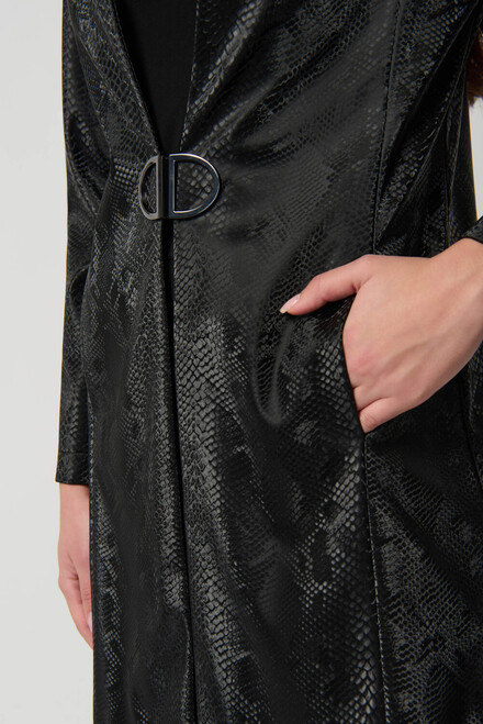 Snakeskin Button-Up Coat Style 234111. Black. 3